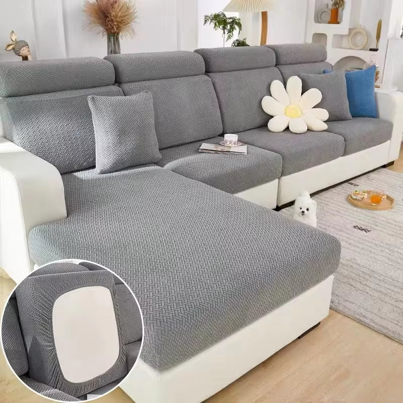 Jacquard Sofa Cushion Slipcover Protector Solid Color Stretch Removable Sofa Seat Covers for Bedroom Office Living Room Home