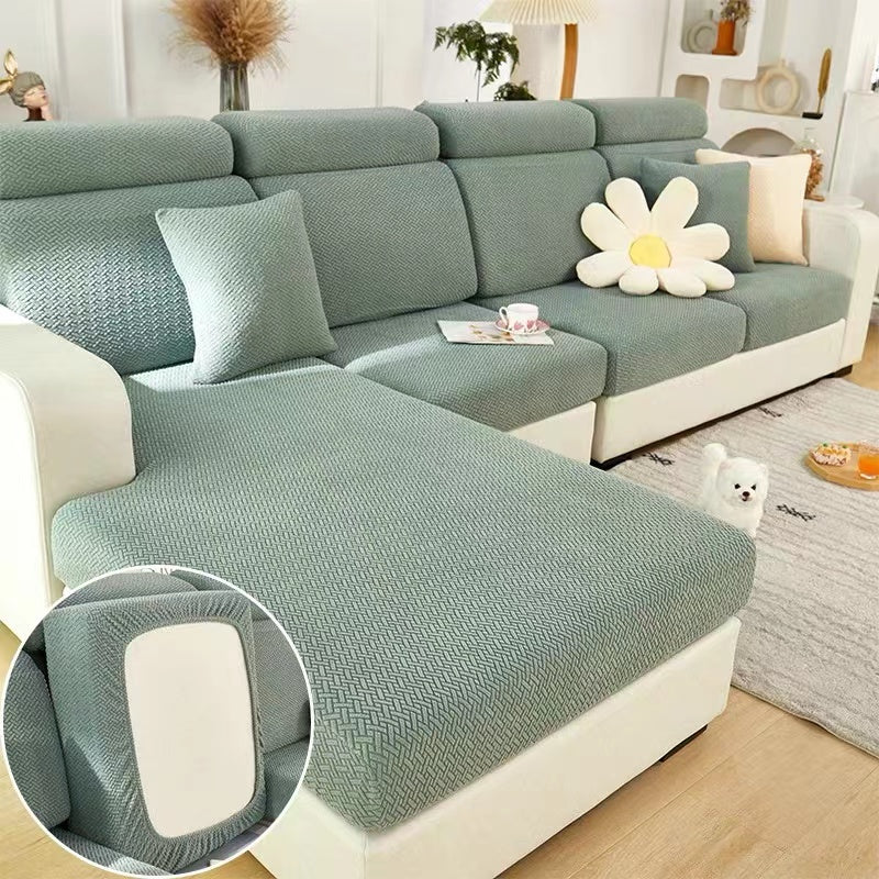 Jacquard Sofa Cushion Slipcover Protector Solid Color Stretch Removable Sofa Seat Covers for Bedroom Office Living Room Home